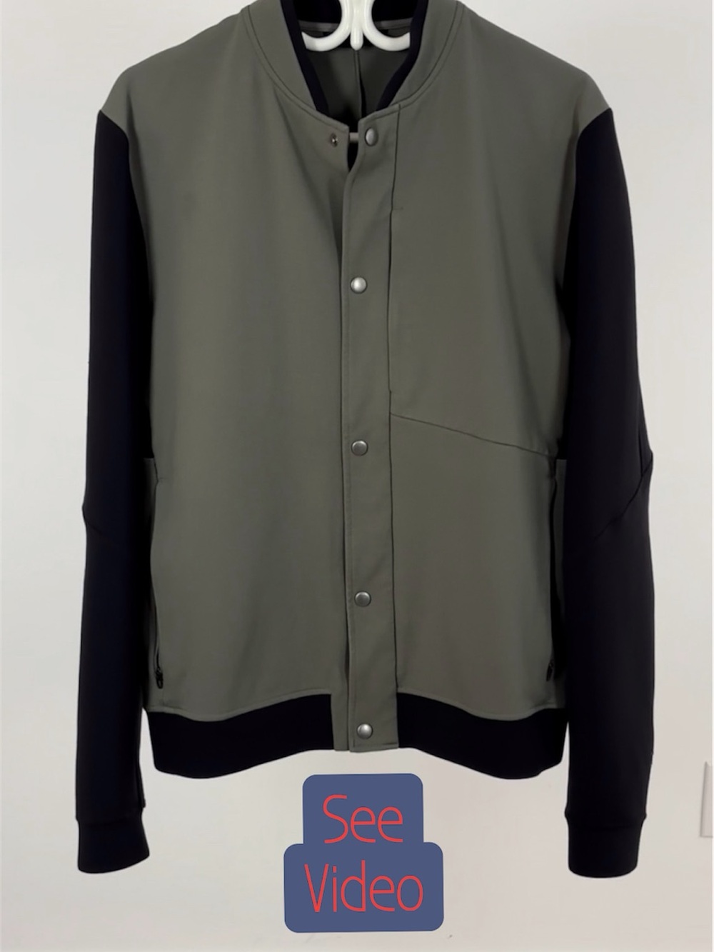 LULULEMON Sojourn Bomber Jacket Olive|Black Varsity Luxtreme Warpstreme